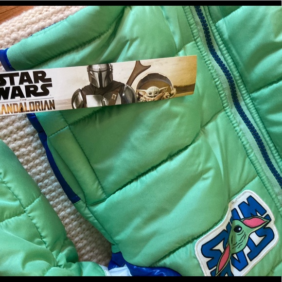 NWT The Mandalorian Green & Blue the Child Hooded Puffer Jacket- Toddler - Picture 7 of 11